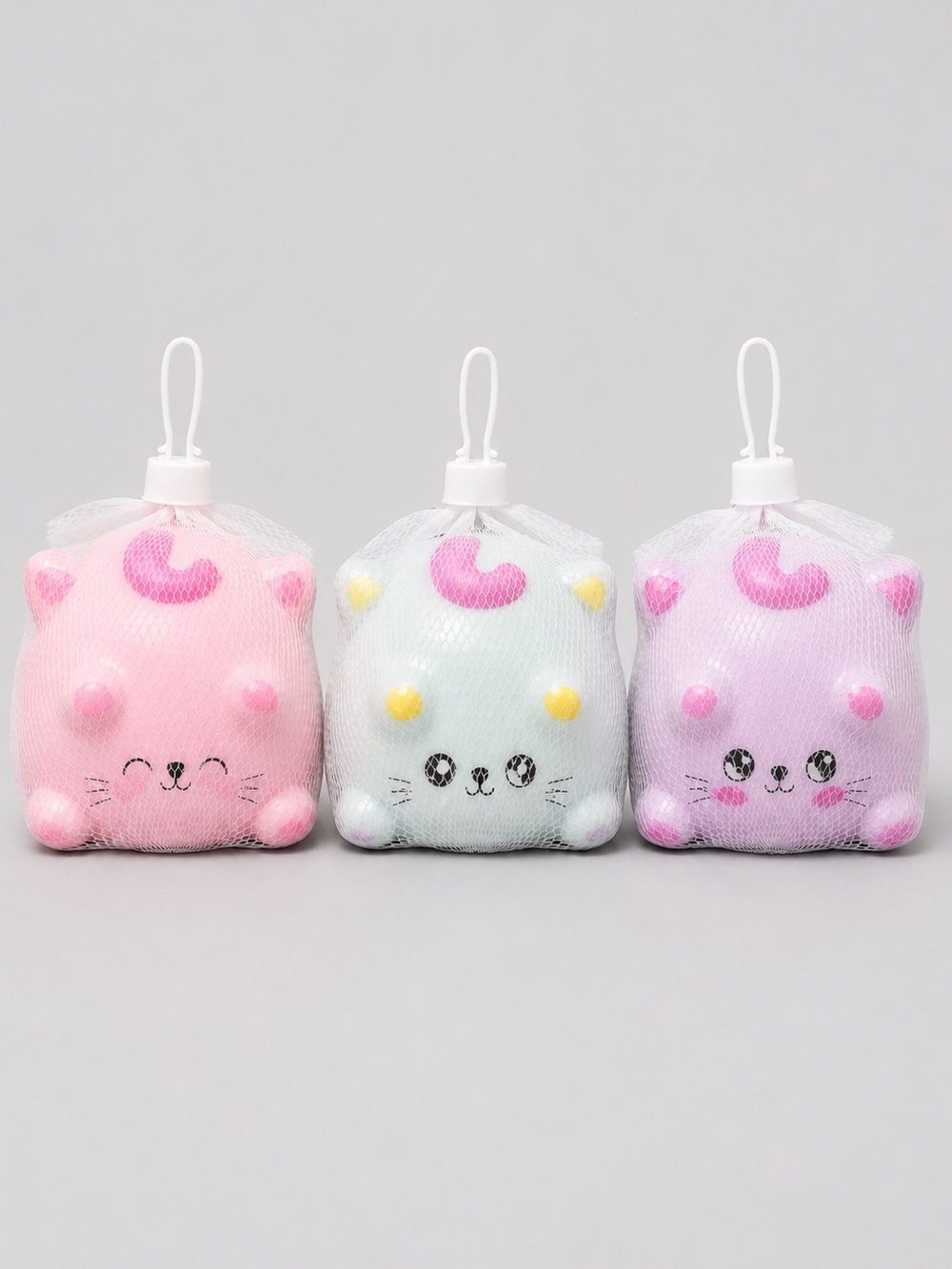3-Pack Cat Squishy Set – Pink, Blue & Purple Slow Rising Stress Relief